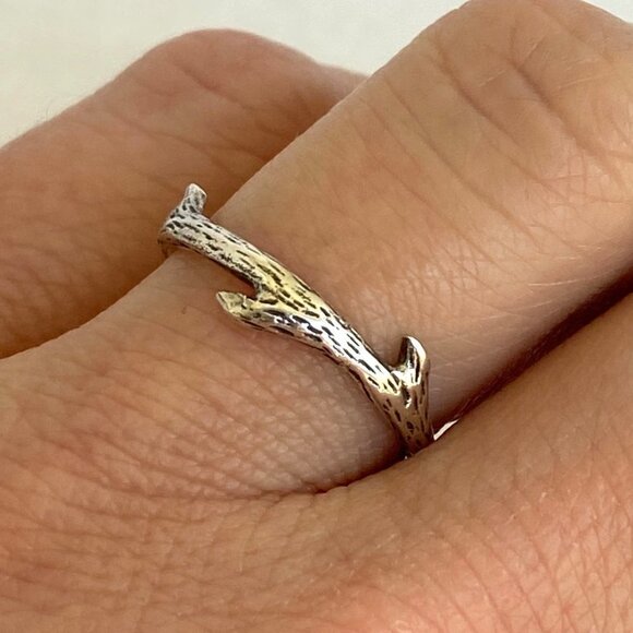 Jewelry - Sterling Silver 925 Dainty Minimalist Figural Branch Coral Band Ring Sz 5.5